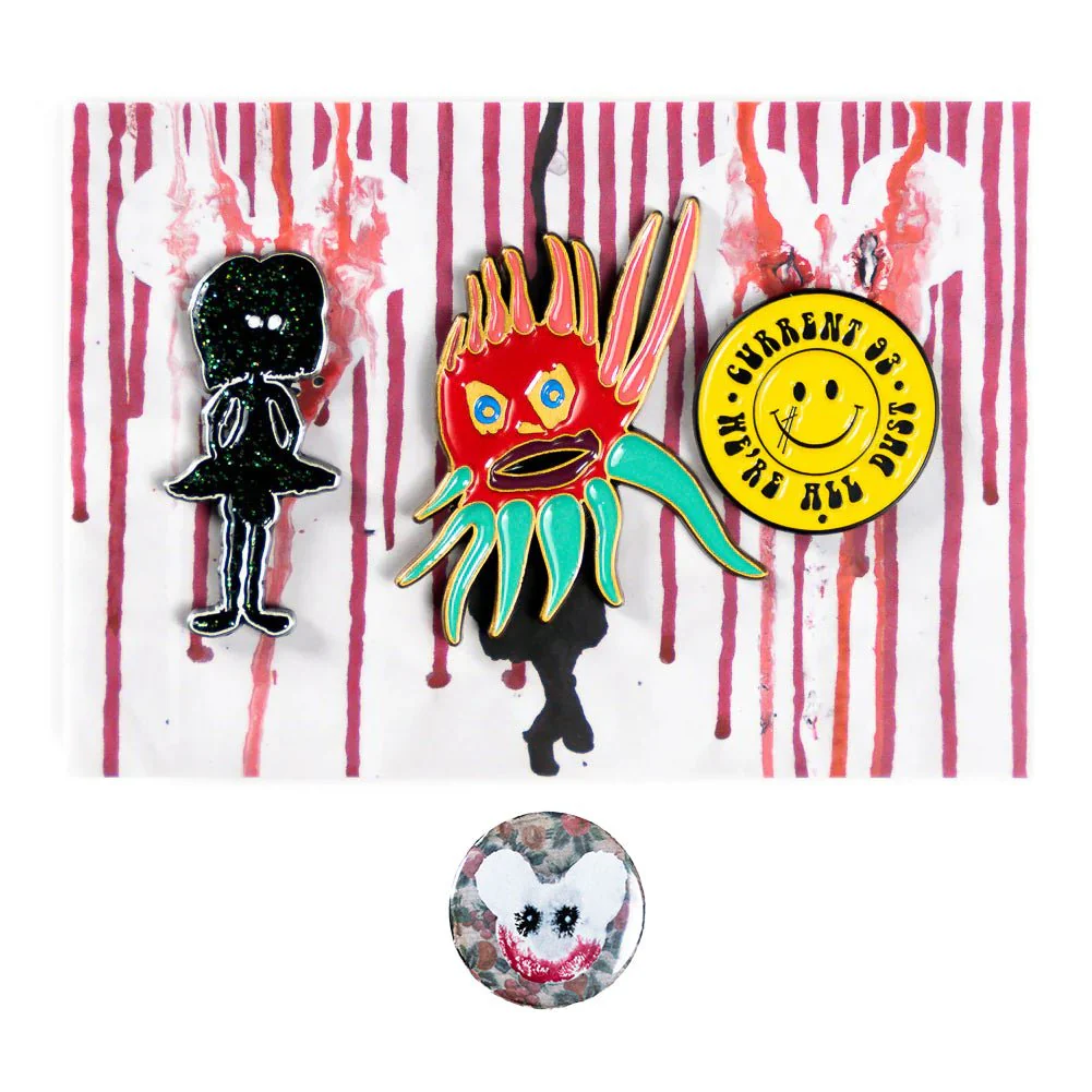 CURRENT 93 "Hallucinate Spins: Channel 1" Enamel Pin Set + Free Button Bundle